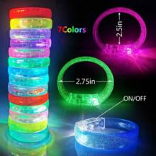 10Pcs LED Flashing Glow Wristband, Cheer Glowing Bracelet Glowing Bracelet Flashing LED Wristband, Party Carnival Glowing Bracelet For Concert Wedding Holiday Party, Random Color(1/5/10pcs)