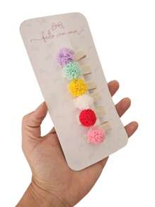 Bows For Girls Hair Clips With Pompom For Hair