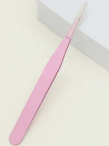 2/1pc Pink Straight Head Elbow Two Tweezers Set Simple Tweezer Head Fine Easy To Meet The Need Thickened Steel Hardness High Elasticity Durability Good With Protective Head Cover To Avoid Hand Injury Tight Fit Comfortable - Multicolor - View 9