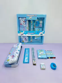 Sanrio Set de caja de regalo con personaje de dibujos animados de Sanrio Hello Kitty y Kuromi, incluye lápiz, cuaderno, sacapuntas, estuche de lápices, regla y borrador, , regalos de vuelta a la escuela