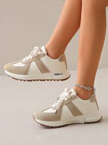 Women's Casual Sneakers PU Leather Flat Lightweight Comfortable Running Shoes Flat White Sneakers
