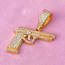 1 件冰枪项链吊坠男士街头文化爪镶饰品方晶锆石嘻哈珠宝