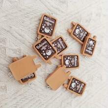 10 件卡通树脂咖啡店标志吊坠，适用于 DIY 项链、耳环、吊坠、钥匙扣和其他珠宝配件 - 彩色 - 查看 4