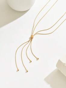 1pc New Fashion Minimalist Snake Bone Adjustable Drawstring Y-Shaped Long Sweater Chain Necklace, Versatile Everyday Accessory