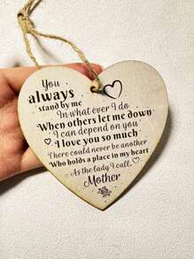 1 szt. Drukowana tabliczka informacyjna z miłością dla mamy Drewniane wiszące serce z napisem "Miłość" ozdoby choinkowe pamiątkowy prezent na dzień matki, wystrój domu, wystrój pokoju, wystrój ściany - Czerwony - Zobacz 7