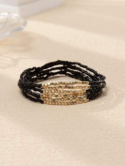 6pcs/Set Bohemian Style Beaded Bracelet For Women, Colorful Bracelets Stack For Best Friends And Daily Use