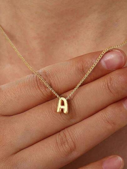 1pc Bubble Letter Necklace Initial Necklaces For Women Name Necklace Personalized Bubble Pendant Necklace Dainty Charm Necklaces Teen Gift Stuff Jewelry Gifts