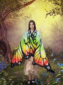 Fashionable Colorful Butterfly Cape, Unique Lifelike Butterfly Design, Soft And Smooth Texture, Suitable For Daily Outings Or Party Gatherings To Showcase Your Elegant Style - A - View 3