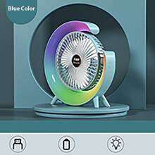 Mini Portable Electric Usb Rechargeable Fan,1200mAh Rechargeable Li-On Battery,LED Colorful Running Light ,180° Angel Up And Down Adjustment,3-Speeds Adjustment Fan.5-Gears LED Adjustable, - Nhiều màu - Xem 11