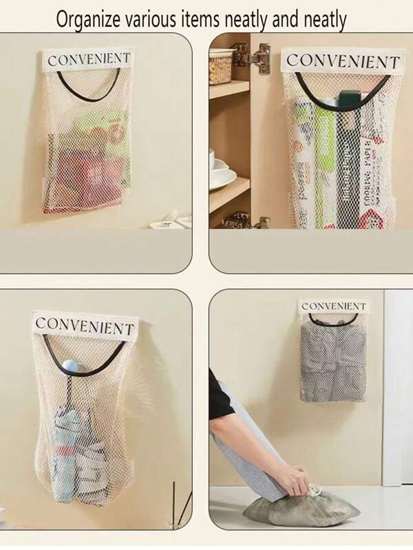 1 Pieza Bolsa de almacenamiento de basura de cocina montada en la pared, bolsa de almacenamiento colgante de gran capacidad multifuncional, bolsa de almacenamiento con para dormitorio, bolsa de basura para cocina y sala de estar, bolsa de almacenamiento de gran capacidad, bolsa de almacenamiento de bolsas de plástico, bolsa de malla con