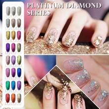 Esmalte de uñas de platino con diamantes Miss Comoy de 15ML, nuevo modelo popular de 2025, el tamaño de los destellos de purpurina hace un degradado de color brillante, se necesita lámpara de secado de luz ultravioleta, manualidades de uñas, pegamento de uñas comúnmente usado en salones de uñas