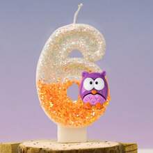 قطعة واحدة من شمعات أرقام 0-9 بتصميم البومة البنفسجية لديكور كعكة عيد الميلاد، تجربة جو احتفالي ملائمة لاحتفالات عيد الميلاد والزفاف وذكرى السنوية لكل من الأطفال والبالغين