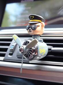 1 PIEZA Ambientador de coche con hélice giratoria que se mueve con el viento, divertido oso piloto, perro husky de dibujos animados, difusor de aromaterapia, ventilador, accesorio de decoración interior para coche, regalo imprescindible para hombres, conductor, aroma fresco