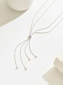 1 件新款时尚简约可调节蛇骨链 Y 形长毛衣项链，百搭日常配饰 - Silvery - 查看 4