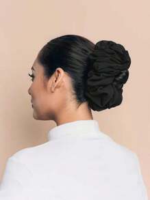 1件纯色雪纺穆斯林头巾衬里发圈，适用于阿巴雅长袍 - 黑色 - 查看 11