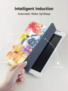 夏日花朵保护套兼容 iPad 10.2 英寸 2021/2020 iPad 第 9/8 代，兼容三星 Galaxy Tab A8 10.5 英寸 2022，标签保护套，带笔架，支持自动睡眠/唤醒盖 - 彩色 - 查看 6