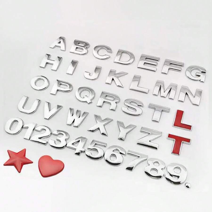 Zinc Alloy, Solid Metal Letters, Car 3D Letters, Car Stickers, English Letters, Car Logos, Alphanumerics