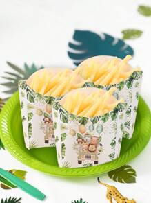 12 件丛林动物风格炸薯条盒、炸薯条架、丛林动物主题生日宝贝派对节日聚会一次性餐具包装盒、一次性爆米花杯、多功能零食容器、食品包装盒、派对厨房用品食品盒 - 叢林動物 - 查看 8