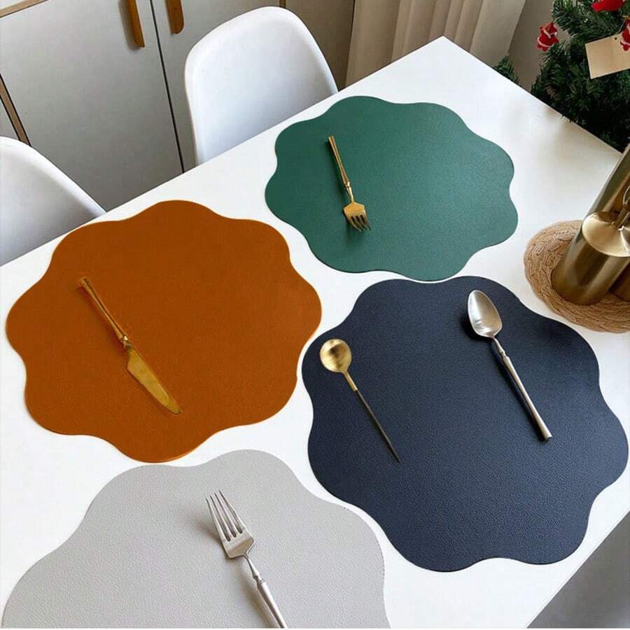 1 pieza/2 piezas Posavasos nórdicos redondos, manteles individuales, accesorios de cocina, manteles individuales para mesa de comedor, resistentes al calor, antiescarcha, manteles individuales occidentales antideslizantes y duraderos, resistentes al calor, lavables e impermeables para mesas de comedor, se pueden usar para decoración de fiestas, banquetes, protección de escritorios, adecuados para cenas a la luz de las velas y reuniones diarias.