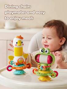 1 件婴儿高脚椅吸盘旋转音乐玩具，带吸盘的互动婴儿玩具，适合早期发育，360 度灵活旋转，新生儿喂食辅助，婴儿洗澡/生日礼物（部分颜色随机）