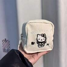 Sanrio 旅行女士灯芯绒面料刺绣化妆包便携式手持洗漱包