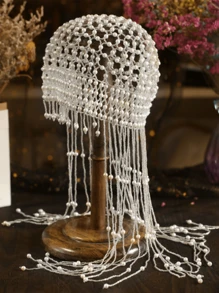 1件女士复古手工镂空装饰发箍，带珍珠流苏，优雅风格，适合拍照、新娘、舞台表演、睡眠发箍 - 其他帽子 - 查看 2