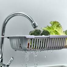 Escurridor de platos expandible, organizador de fregadero de cocina minimalista de plástico para tazones, platos y cubiertos