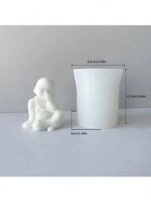 Cute Little Monk Priest Silicone Mold, Suitable As Handcraft Gift - White - View 3