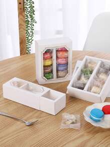 10pcs/20pcs Rectangular Window Macaron Boxes, Bread Boxes, Dessert Boxes, Donut Boxes, Chocolate Boxes, Candy Gift Boxes - Paper - View 9
