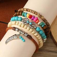 Bohemian Style Turquoise & Wood Beads Alloy Chain Bracelet - Multicolor - View 1