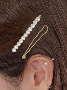 8 Pieces Geometric Metal Hair Pins, Pearls Hair Clips Elegant Hair Barrettes Bridal Gold Metal Bobby Pins Dainty Embellished Bobby Pins For Woman And Girls