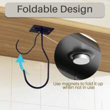 4 件套香蕉钩套装，悬挂于橱柜下方，香蕉架，金属香蕉钩，粘性香蕉钩，折叠式香蕉钩，不使用时可用磁铁折叠起来，香蕉架，保持香蕉新鲜（黑色） - 黑色 - 查看 2