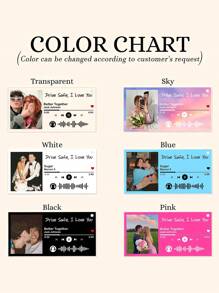 1pc Customized Photo & Music Song Keychain, Personalized Spotify Song Engraved Music Code Keychain, 6 Color Options, Customized Couple Photo Acrylic Keychain Pendant - Multicolor - View 4