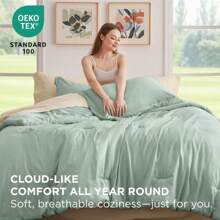 Comforter Set - 7 Pieces Ultra-Soft Boho Comforter, Machine Washable, With Sheets, Pillowcases & Shams,  Fits Mattresses