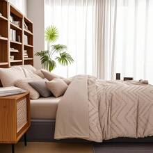 7 Pieces(Queen /King) Bed In A Bag Comforter Set, Twin(5 Pieces), Stylish Solid Comforter, Soft Microfiber, Comfortable And Warm, Cloud-Like Soft Bedding Set, Bedroom Decor For Spring/Summer/Autumn/Winter,Ideal Gift - Màu Khaki - Xem 3