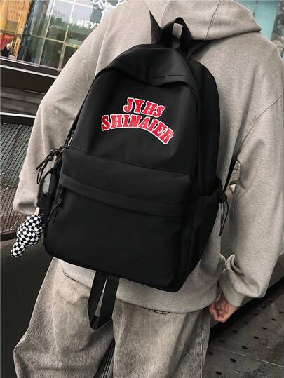 shinaier حقيبة ظهر طلابية عصرية ذات سعة عالية مزودة بسلسلة مفاتيح، حقيبة سفر