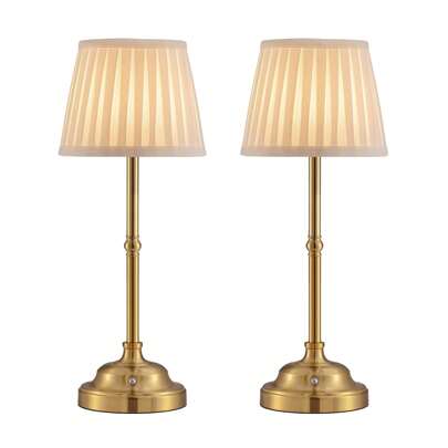 2 件装便携式无绳台灯，布艺灯罩台灯，可充电电池供电照明，可调光灯，适用于餐厅、卧室、床边、酒吧、小夜灯、露营、阳台