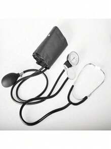 1 件式手动无液血压监测套件，家用双臂双管双头听诊器血压监测仪，带黑色储物盒，携带方便，带听诊器的手动血压袖带，血压监测仪和黑色便携包，带成人袖带和校准工具，适合家庭和商务旅行 - 成人