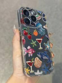 Summer Phone Case Compatible With Iphone 1pc Painted Crystal Ocean World Transparent Phone Case Compatible With Iphone 16e, 16, 13, 15, 15 Pro, 14 Pro, 14 Plus, 7/8 Plus, 11, 12 Pro Max, 13, 14 Pro Max, S24, S23, S25, A06, Great Gift For Friends And Family