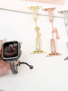 1pc Apple Watch Band , Hot New Elegant Female Gold Rose Gold Silver Black Luxurious Shiny Crystal Diamond Inlaid With Crystal Diamond Apple Watch All Crystal Diamond Adjustable Bracelet, Compatible With Se, S10/9/8/7/6/5/4/3 Series, Suitable For Boyfriend/Girlfriend Dates And Gifts, Apple Watch Smartwatch 40mm/41mm/42mm, Watch Accessories