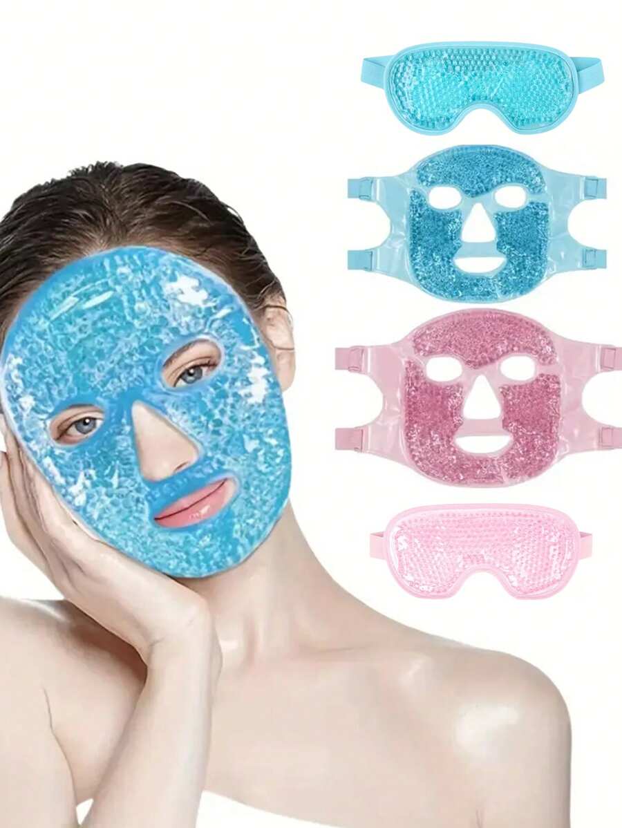 1pc/2pcs Face Care Gel Mask + Eye Care Gel Mask Combo, Reusable Hot/Cold Therapy Face Mask & Eye Mask Set, No Battery Required - Multicolor - View 1