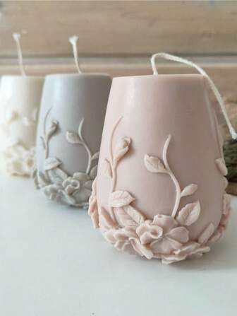 1 件藤花圆柱硅胶蜡烛模具，适用于制作香薰蜡烛、石膏香薰石、树脂铸造，适用于夏季海滩派对装饰、时尚卧室装饰。以及具有天然纹理的材料，营造出治愈氛围