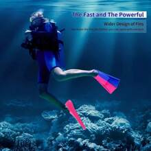 1 Pair Soft Silicone Adult Swimming Fins, Scuba Diving Flippers, High Quality Colored Swimming & Diving Foot Fins, Help Increase Swimming Speed - Red and White - View 5