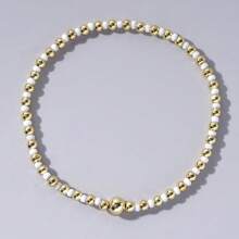 1 件时尚奢华金色铜珠和彩色玻璃珠弹性手链，男女通用珠宝 - 彩色 - 查看 23