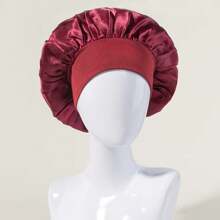 1pc Solid Color Wide Brim Satin Sleep Cap, Fashionable Hair Care Hat For Women Boy Valentine Heart Women's Valentine