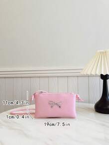 Girls Solid Color PU Shoulder Bag With Bow Strap, Small Crossbody Backpack