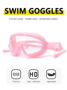 1 件套防雾防水硅胶耳塞和泳镜套装，糖果色男女游泳镜，适合游泳训练和休闲，节日礼物，沙滩必需品，沙滩配件，泳池浮板 - 彩色 - 查看 3