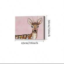 1 Pc Framed Pastel Watercolor Baby Forest Deer Fawn Nature Animals Illustrations Modern Wall Art Textured Canvas Poster Painting Wall Decor For Bedroom Living Room, Ready To Hang