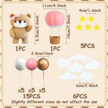 ROARING GOOD TIME RGT Bear Cake Decoration Gold Balls Cake Topper Hot Air Balloons Bears Cake Cake Decoration Birthday Cake Decoration
