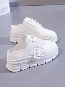 1 coppia di ciabatte da donna in rete e pannelli, sneaker casual alla moda con suola spessa